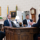 Oval Office meeting on September 19, 2019 with (from left) Professional son-in-law Jared Kushner, Facebook CEO Mark Zuckerberg, Facebook’s Joel Kaplan, and President Donald Trump